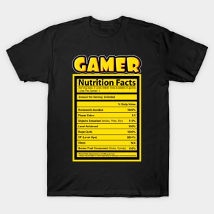 'Gamer Nutrition Blue Label Facts' Video Gamer Gift T-Shirt